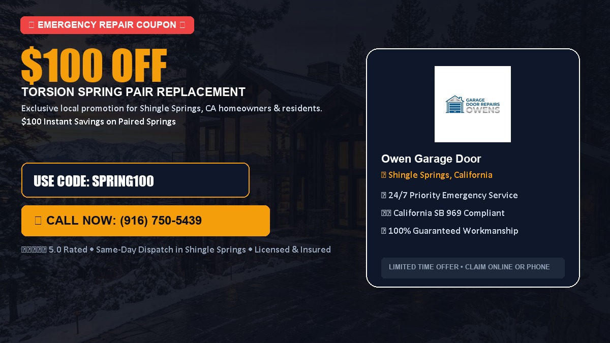 $100 OFF Heavy-Duty Torsion Spring Pair Replacement in Shingle Springs, CA