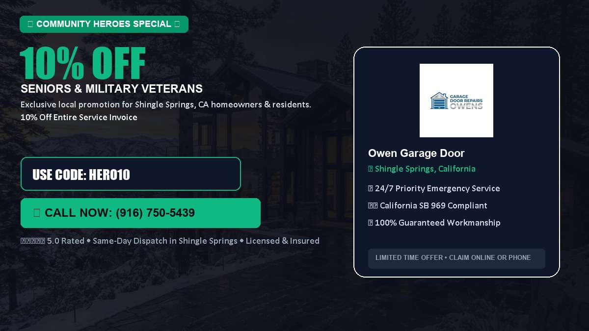 10% OFF Senior Citizens (65+) & Military / Veteran Community Discount in Shingle Springs, CA