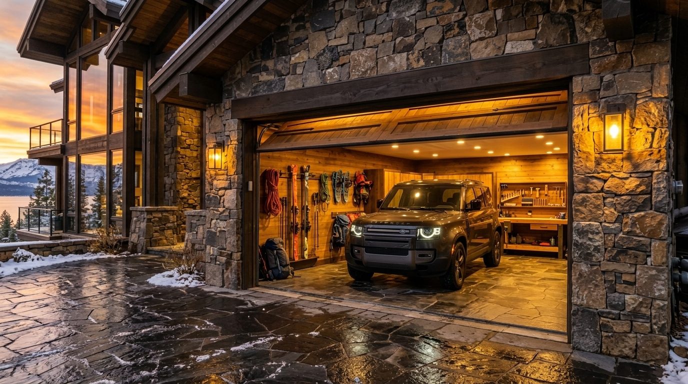 Owen Garage Door Garage Door Gliding Open Revealing Warm Illuminated Interior